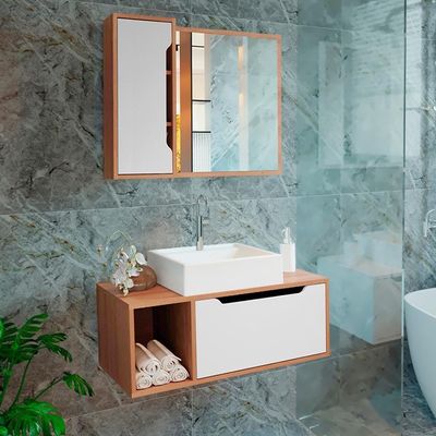 Conjunto 3 Peças Para Banheiro Bn3600x44x45 Amendoa Branco Tecno Mobili Amendoa Branco