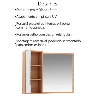 Conjunto 4 Peças Para Banheiro Bn3600x43x44x45 Amendoa Branco Tecno Mobili Amendoa Branco