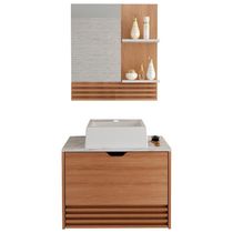 Conjunto 3 Peças Para Banheiro Amendoa Bn3630x13x14 Tecno Mobili Amendoa Marmore Branco