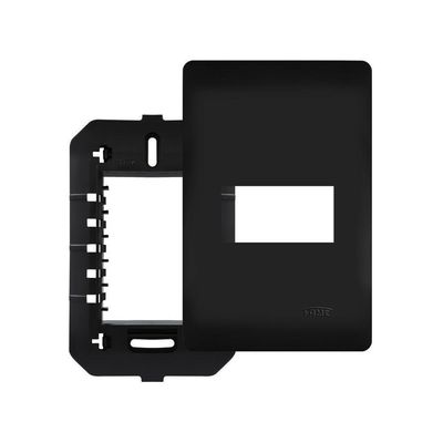 Placa Com Suporte Fame Habitat Black 4x2 Para Módulo Horizontal Preto