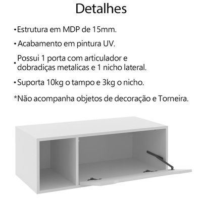 Conjunto 3 Peças Para Banheiro Bn3600x43x44 Branco Tecno Mobili Branco