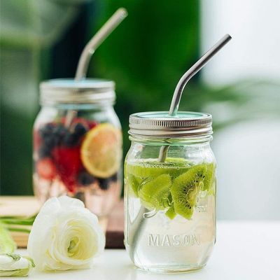 Kit 4 Canudos Reutilizáveis Em Aço Inox E Escova De Limpeza