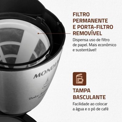 Cafeteira Elétrica Mondial Dolce Arome C-37ji-30x 800w Preto/inox 220 V