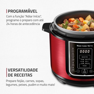 Panela de Pressão Elétrica Mondial Master Cooker Red PE-39 110V