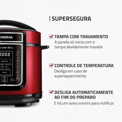 Panela de Pressão Elétrica Mondial Master Cooker Red PE-39 110V