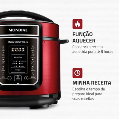 Panela de Pressão Elétrica Mondial Master Cooker Red PE-39 110V