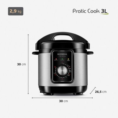 Panela de Pressão Elétrica Mondial Pratic Cook 3L Premium I PE-47-3L-I 110V