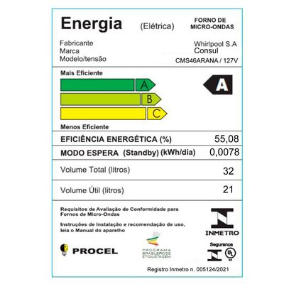 Micro-ondas CMS46AR Consul 32 Litros de Bancada Menu Fácil e Espelhado Cinza / 110V