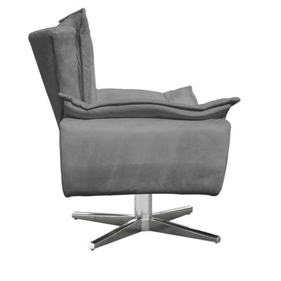 Poltrona Giratória Opala Suede Grafite Base Estrela Cromada