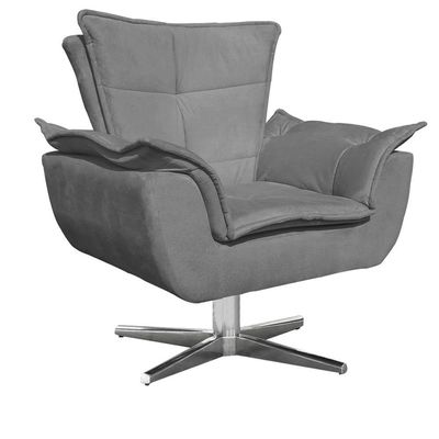 Poltrona Giratória Opala Suede Grafite Base Estrela Cromada
