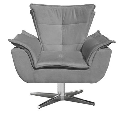 Poltrona Giratória Opala Suede Grafite Base Estrela Cromada