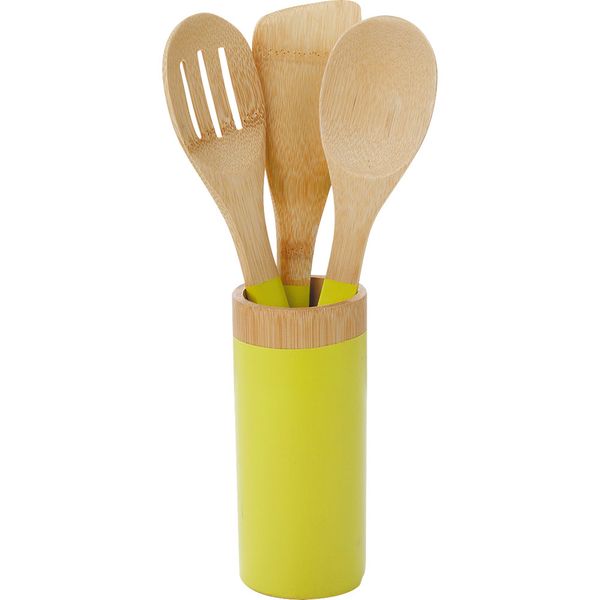 Conjunto de Utensílios em Bambu Verde Anji