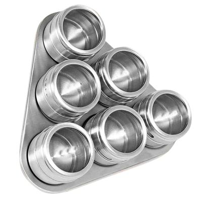 Porta Condimentos Magnetico Aço Inox Com 7 Peças Ke Home