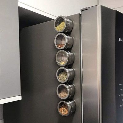 Porta Condimentos Magnetico Aço Inox Com 7 Peças Ke Home