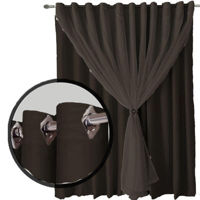 Cortina Sala E Quarto 6,50x2,50 Tecido Blackout Ana Marrom