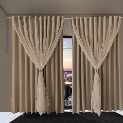 Cortina Sala E Quarto 5,50x2,30 Tecido Blackout Ana Bege