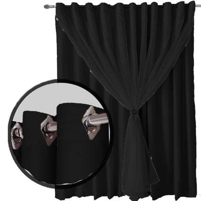 Cortina Sala E Quarto 4,50x2,50 Tecido Blackout Ana Preto