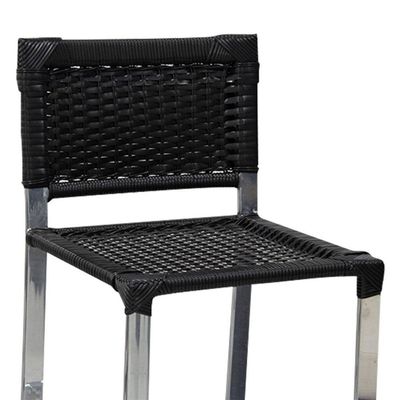 Kit 4 Banquetas De Alumínio E Fibra Sintética Preta