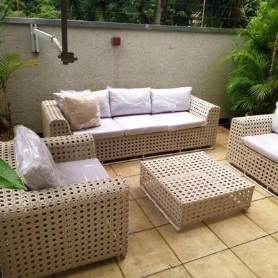 Jogo De Sofá Fúcsia Completo Areia com branco