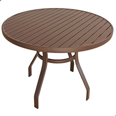 Conjunto Lótus Com Mesa 80cm Ripada 4 Poltronas Ombrelone 2,40m Com Base Marrom claro