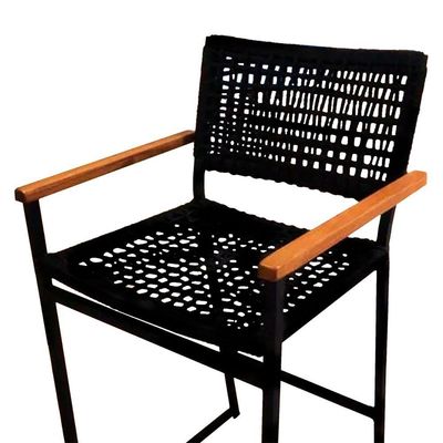 Banqueta Modelo Perpétua Em Corda Náutica Preto/preto