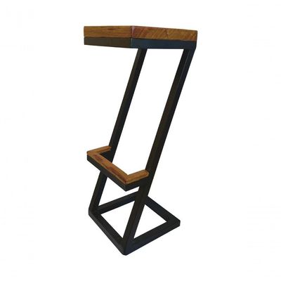 Banqueta Mark Z De Metalon Com Detalhes De Madeira Preto