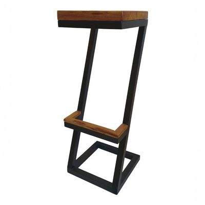 Banqueta Mark Z De Metalon Com Detalhes De Madeira Preto