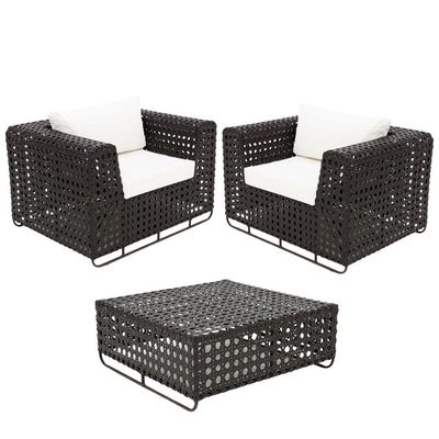 Kit 2 Poltronas Fúcsia E Mesinha Preto Branco