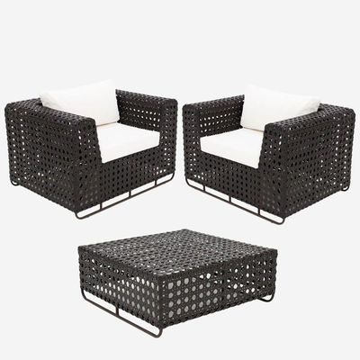 Kit 2 Poltronas Fúcsia E Mesinha Preto Branco