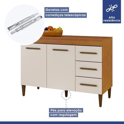 Cozinha Completa 10 Portas 3 Gavetas Atenas Kaiki Moveis Nature-off White