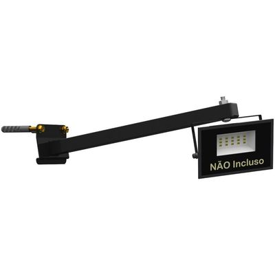 Suporte Refletor Inclinado Parede Braço 30 Cm - Preto