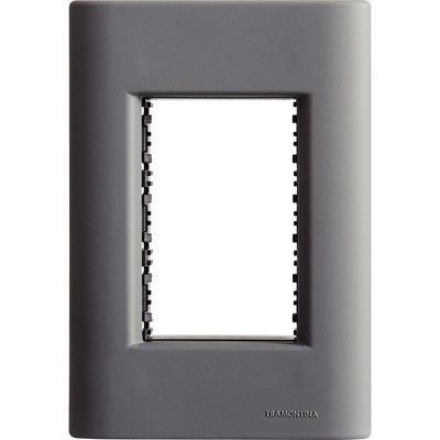 Placa 3 Postos 4x2 Tramontina Giz Titânio Soft Touch Suporte Tramontina