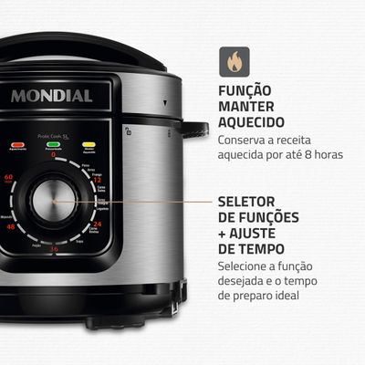 Panela de Pressão Elétrica Pratic Cook 5 L Premium I PE-48-5L-I 110V