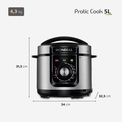 Panela de Pressão Elétrica Pratic Cook 5 L Premium I PE-48-5L-I 110V