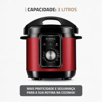 Panela de Pressão Elétrica Mondial Pratic Cook 3L Red Premium I PE-47-3L-RI