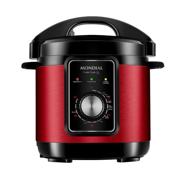 Panela de Pressão Elétrica Mondial Pratic Cook 3L Red Premium I PE-47-3L-RI 220V