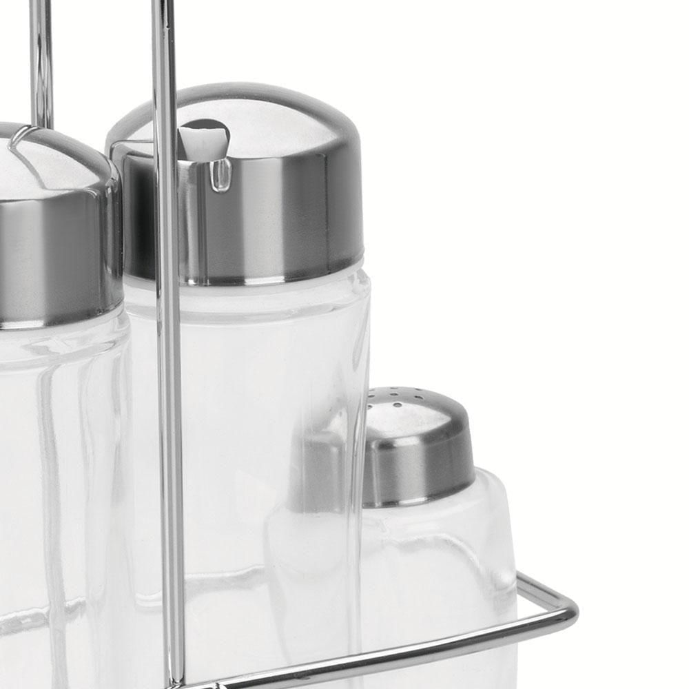 Galheteiro Porta Vinagre E Azeite Ciclo Em Vidro E Aço Inox Com Alça 4 Peças - Tramontina 61533020