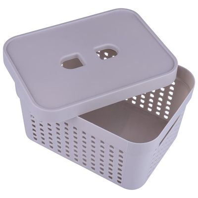 Cesto Organizador com Tampa 2L Rattan LP House 8503FE Bege
