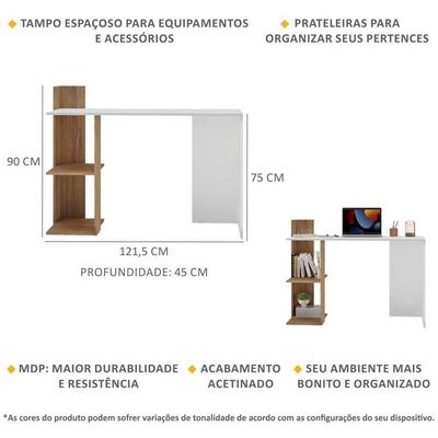 Escrivaninha Mesa Para Computador Multimóveis Branca/rustic