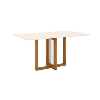 Conjunto Mesa com 4 Cadeiras Thalia em MDF e MDP Henn Nat/Off/Linho