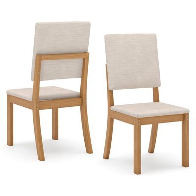 Conjunto Mesa com 4 Cadeiras Thalia em MDF e MDP Henn Nat/Off/Linho