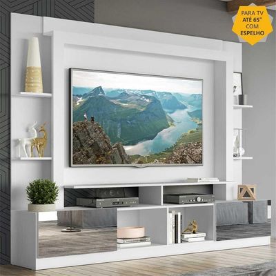 Rack com Painel Tv 65 Portas com Espelho Oslo Branco