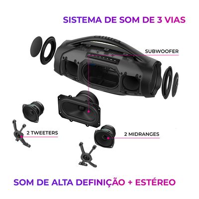 Caixa de Som Boombox Plus AIWA BBS-01-LBL 200W BT 30H IP66 USB RGB BIV