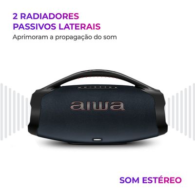 Caixa de Som Boombox Plus AIWA BBS-01-LBL 200W BT 30H IP66 USB RGB BIV