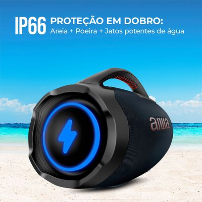 Caixa de Som Boombox Plus AIWA BBS-01-LBL 200W BT 30H IP66 USB RGB BIV