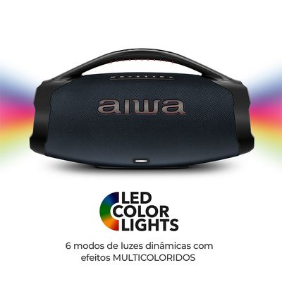 Caixa de Som Boombox Plus AIWA BBS-01-LBL 200W BT 30H IP66 USB RGB BIV