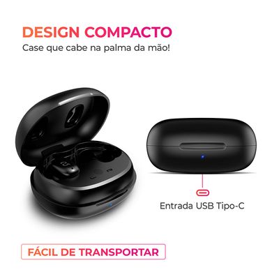 Fone de Ouvido Earbud AIWA AWS-EB-03-B BT IPX5 ANC Modo Ambiente BIV