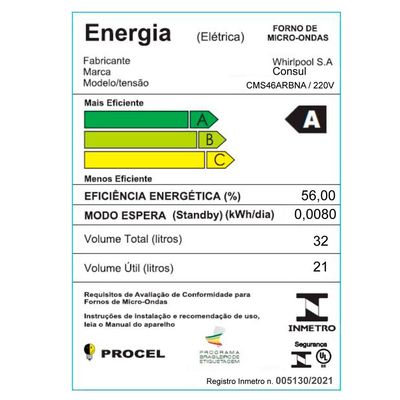 Micro-ondas CMS46AR Consul 32 Litros de Bancada Menu Fácil e Espelhado Cinza / 220V