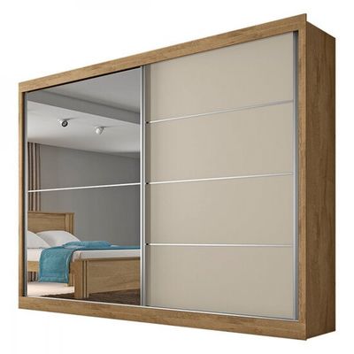 Guarda-Roupa Verona Plus MDF 2 Portas 4 Gavetas Mademarcs Amendoa/Off White