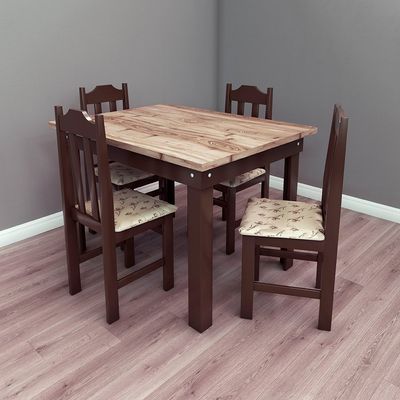 Conjunto Mesa com 4 cadeiras Pop Talismã Hrebos Tabaco/Bege